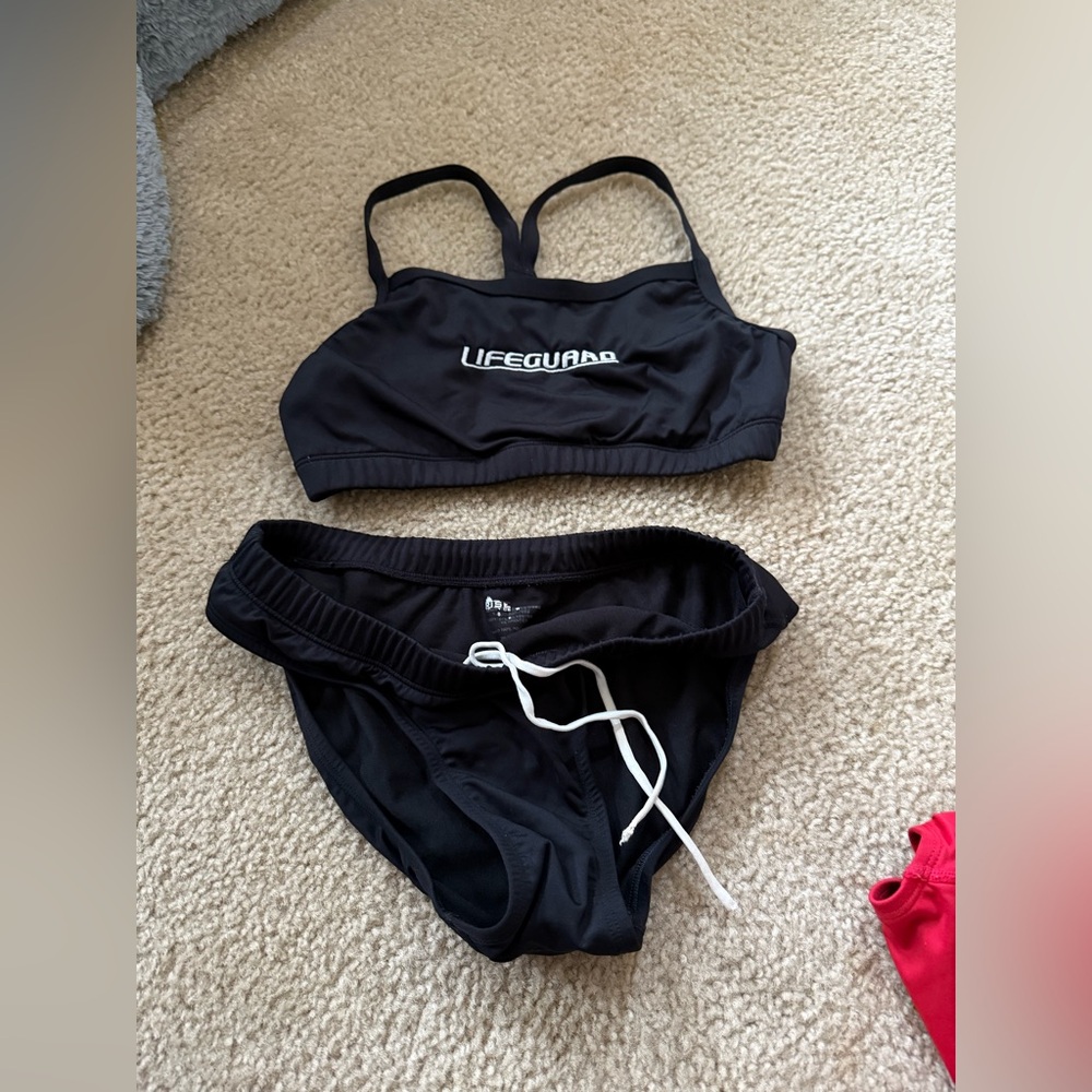 black lifeguard swimsuit